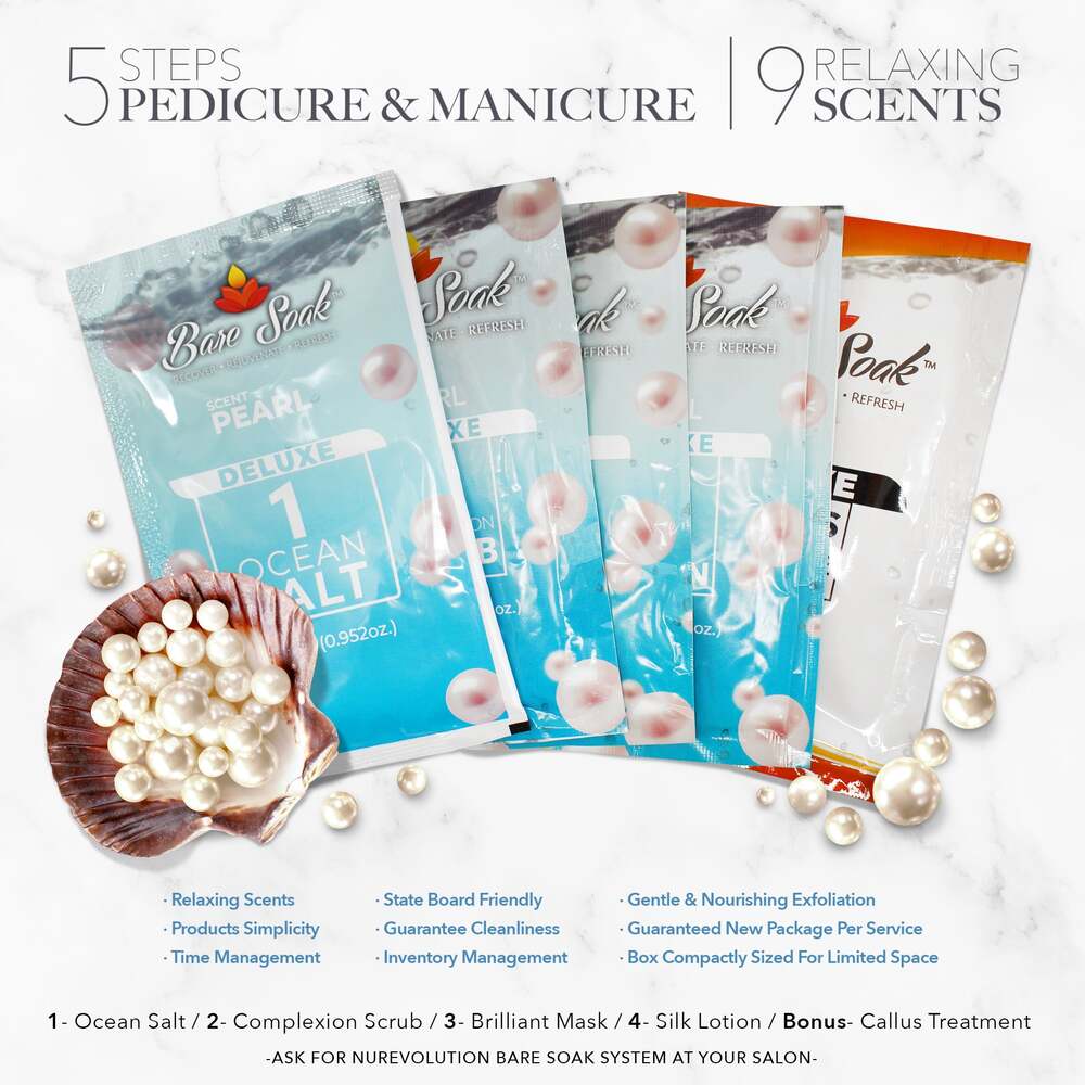 NuRevolution Bare Soak 5-in-1 Pedicure & Manicure in a Box - Pearl / Case of 50 Sets - Image 3