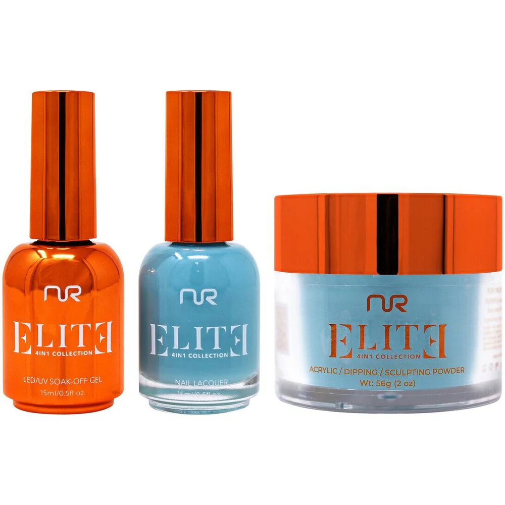 NuRevolution Elite 4-in-1 - LED/UV Soak Off Gel Polish 0.5 oz. + Nail Lacquer 0.5 oz. + Acrylic - Dipping - Sculpting Powder 2 oz. - #EMS101 Aqua Aura