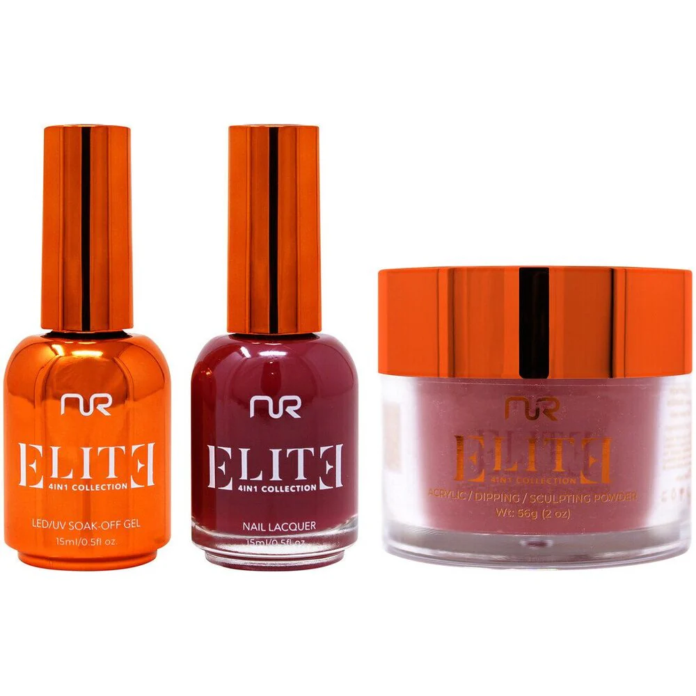 NuRevolution Elite 4-in-1 - LED/UV Soak Off Gel Polish 0.5 oz. + Nail Lacquer 0.5 oz. + Acrylic - Dipping - Sculpting Powder 2 oz. - #EMS17 Crimson Crush
