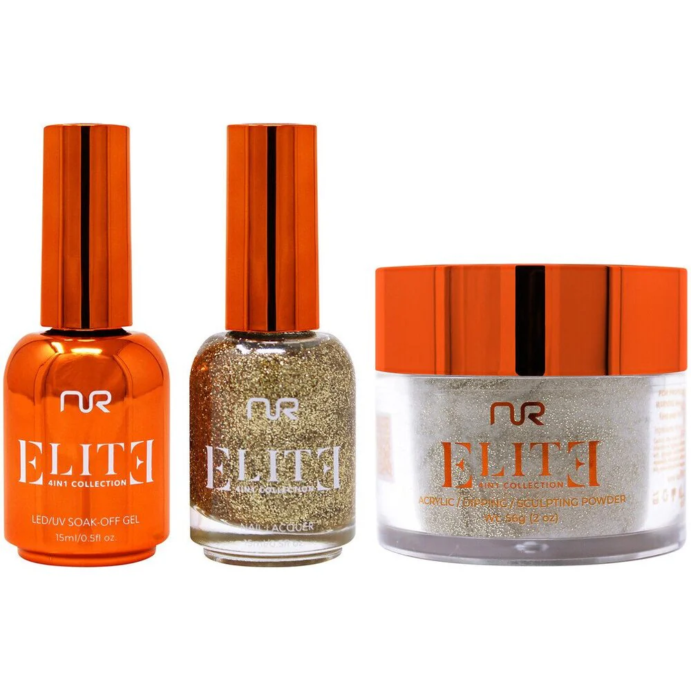 NuRevolution Elite 4-in-1 - LED/UV Soak Off Gel Polish 0.5 oz. + Nail Lacquer 0.5 oz. + Acrylic - Dipping - Sculpting Powder 2 oz. - #EMS48 Champagne Shimmer