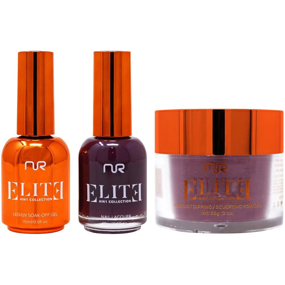 NuRevolution Elite 4-in-1 - LED/UV Soak Off Gel Polish 0.5 oz. + Nail Lacquer 0.5 oz. + Acrylic - Dipping - Sculpting Powder 2 oz. - #EMS49 Mulberry Pinch