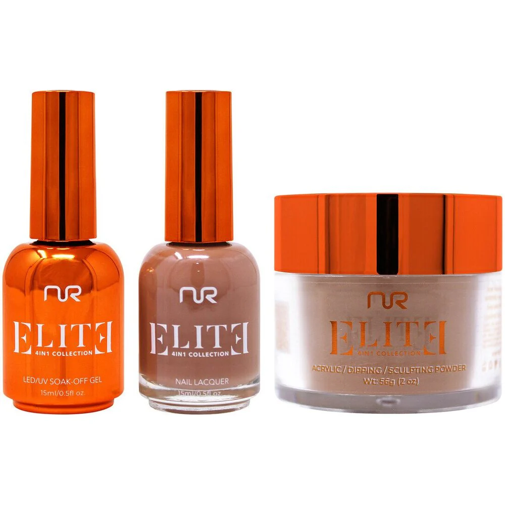 NuRevolution Elite 4-in-1 - LED/UV Soak Off Gel Polish 0.5 oz. + Nail Lacquer 0.5 oz. + Acrylic - Dipping - Sculpting Powder 2 oz. - #EMS73 Mocha Maven