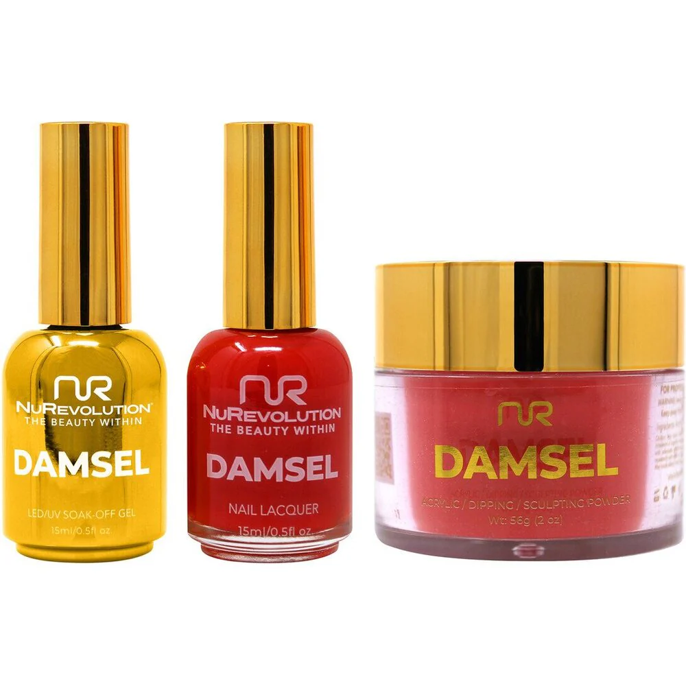 NuRevolution Noble 4-in-1 - LED/UV Soak Off Gel Polish 0.5 oz. + Nail Lacquer 0.5 oz. + Acrylic - Dipping - Sculpting Powder 2 oz. - #NMS06 Crimson Crusade