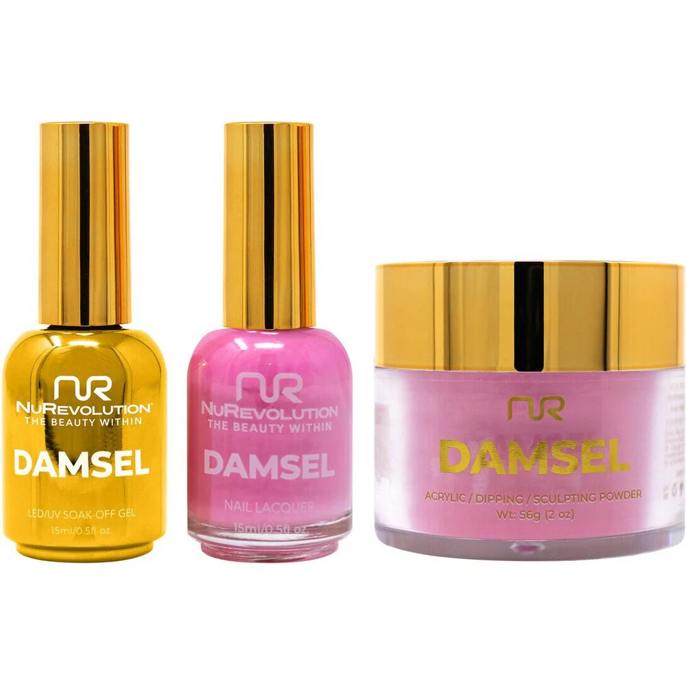 NuRevolution Noble 4-in-1 - LED/UV Soak Off Gel Polish 0.5 oz. + Nail Lacquer 0.5 oz. + Acrylic - Dipping - Sculpting Powder 2 oz. - #NMS08 Pink Paradise