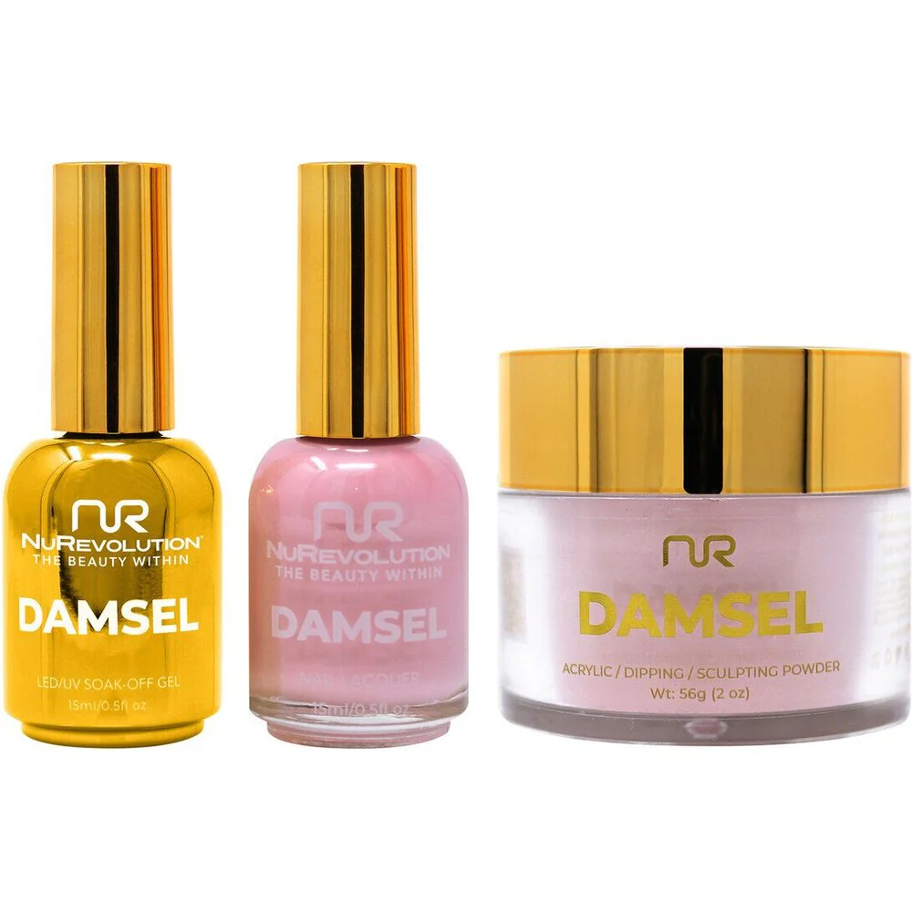 NuRevolution Noble 4-in-1 - LED/UV Soak Off Gel Polish 0.5 oz. + Nail Lacquer 0.5 oz. + Acrylic - Dipping - Sculpting Powder 2 oz. - #NMS09 Pale Petals