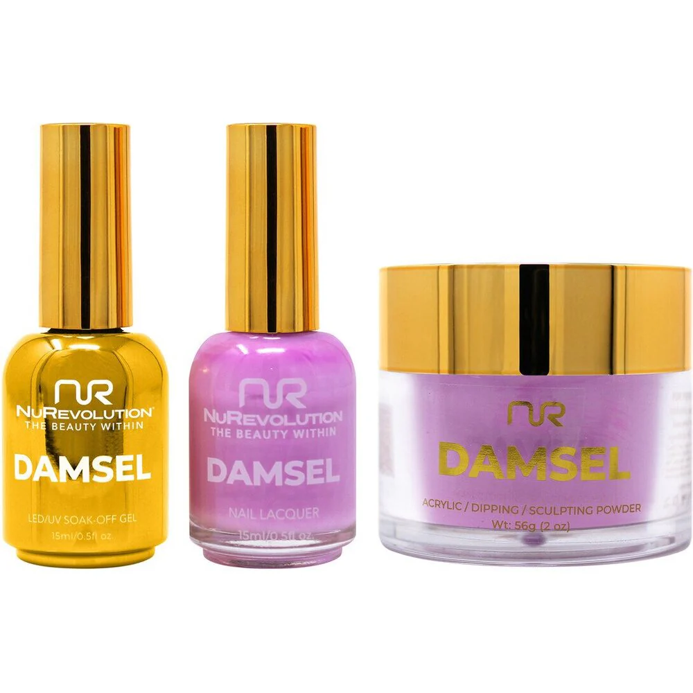 NuRevolution Noble 4-in-1 - LED/UV Soak Off Gel Polish 0.5 oz. + Nail Lacquer 0.5 oz. + Acrylic - Dipping - Sculpting Powder 2 oz. - #NMS34 Lilac Dreams