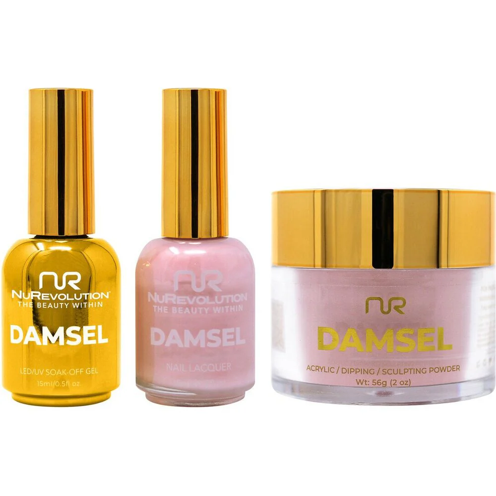 NuRevolution Noble 4-in-1 - LED/UV Soak Off Gel Polish 0.5 oz. + Nail Lacquer 0.5 oz. + Acrylic - Dipping - Sculpting Powder 2 oz. - #NMS37 Blushing Beauty