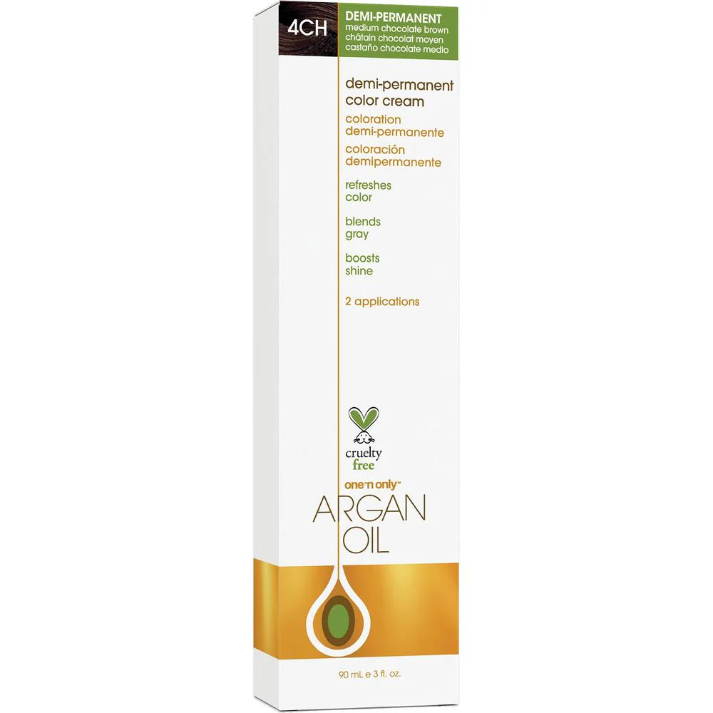 One 'N Only Argan Oil Demi-Permanent Cream Color - 4CH Medium Chocolate Brown / 3 oz.