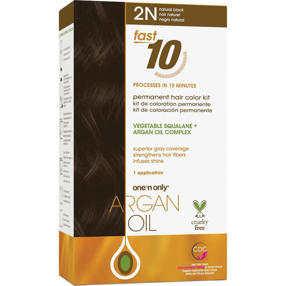 One 'N Only Argan Oil Fast 10 Permanent Hair Color Kit - 2N Natural Black