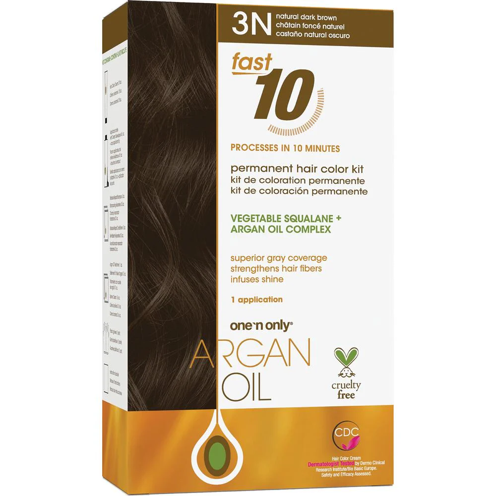 One 'N Only Argan Oil Fast 10 Permanent Hair Color Kit - 3N Natural Dark Brown