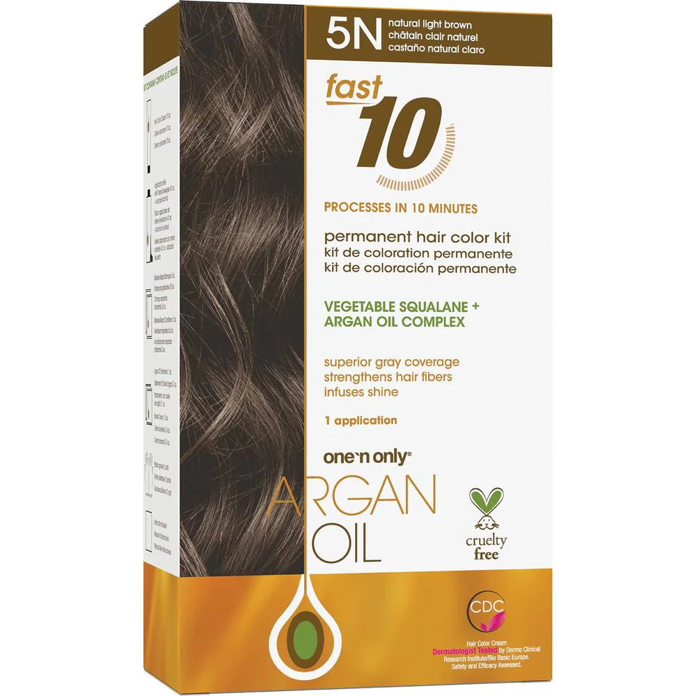 One 'N Only Argan Oil Fast 10 Permanent Hair Color Kit - 5N Natural Light Brown