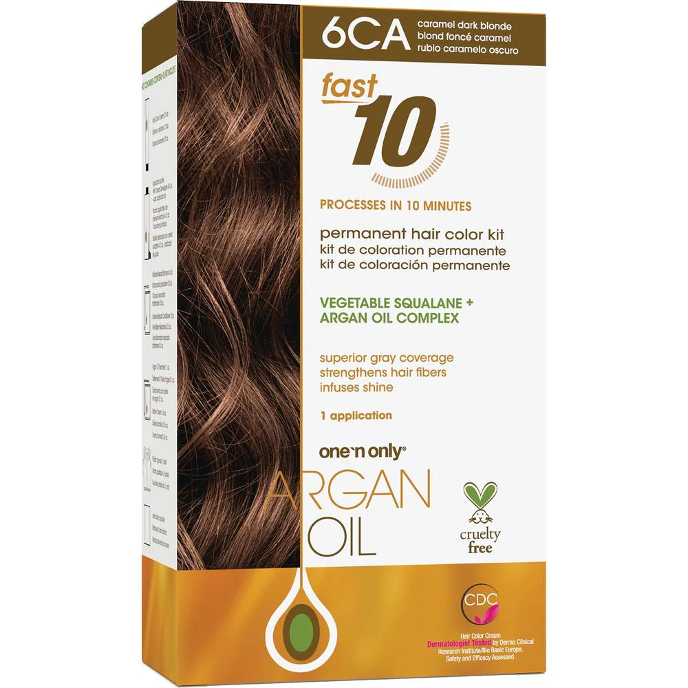 One 'N Only Argan Oil Fast 10 Permanent Hair Color Kit - 6CA Caramel Dark Blonde