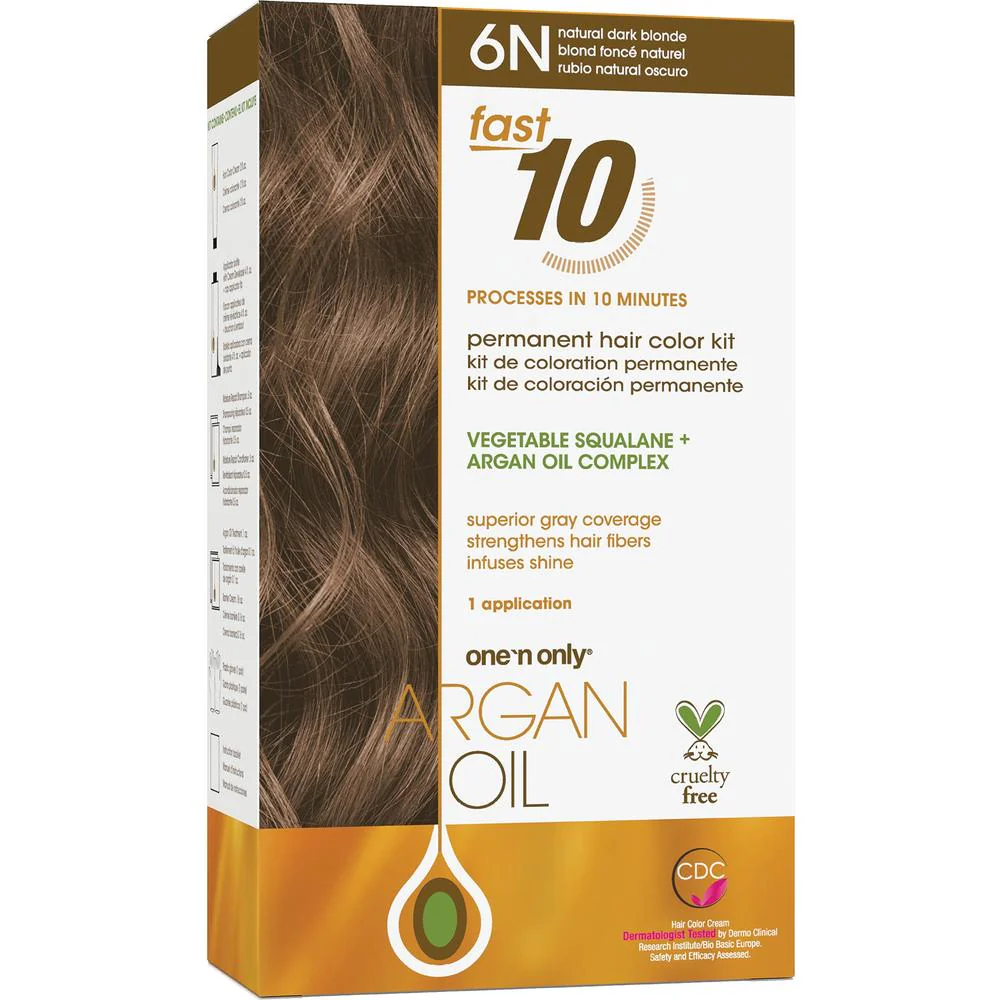 One 'N Only Argan Oil Fast 10 Permanent Hair Color Kit - 6N Natural Dark Blonde