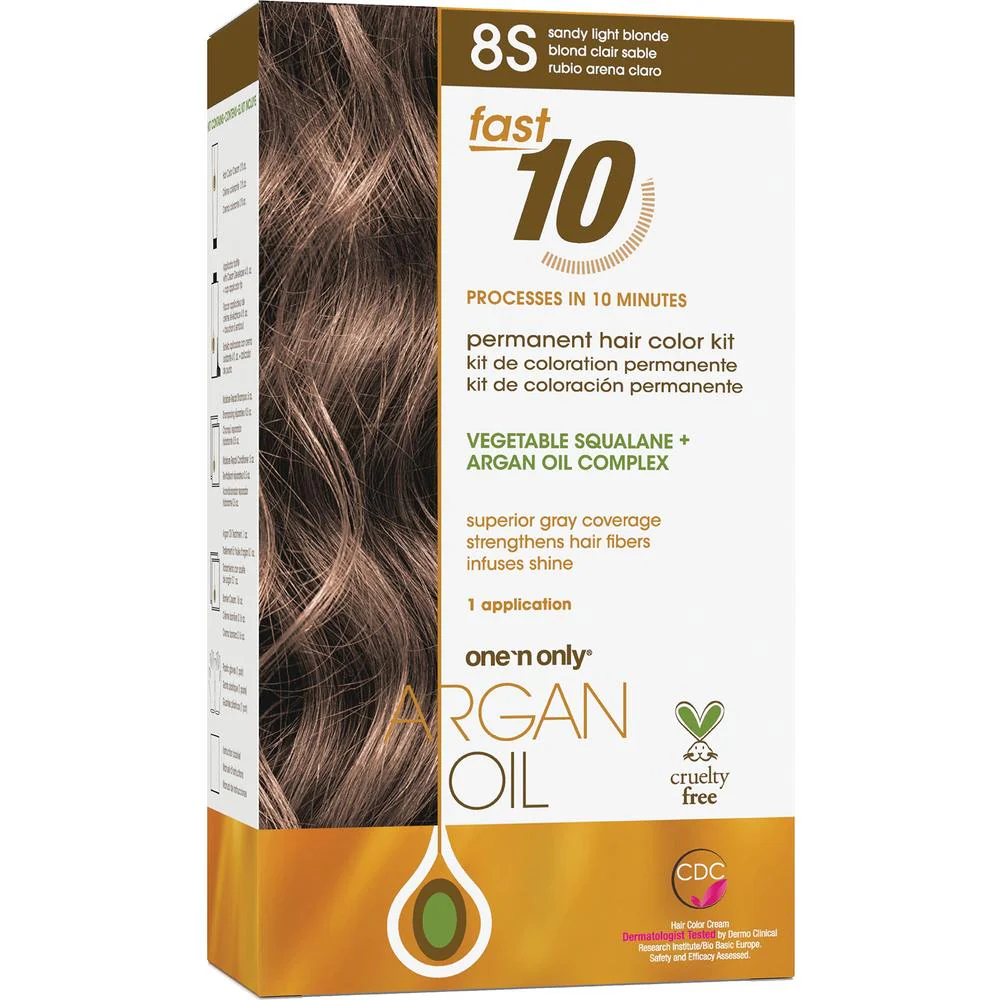 One 'N Only Argan Oil Fast 10 Permanent Hair Color Kit - 8S Sandy Light Blonde