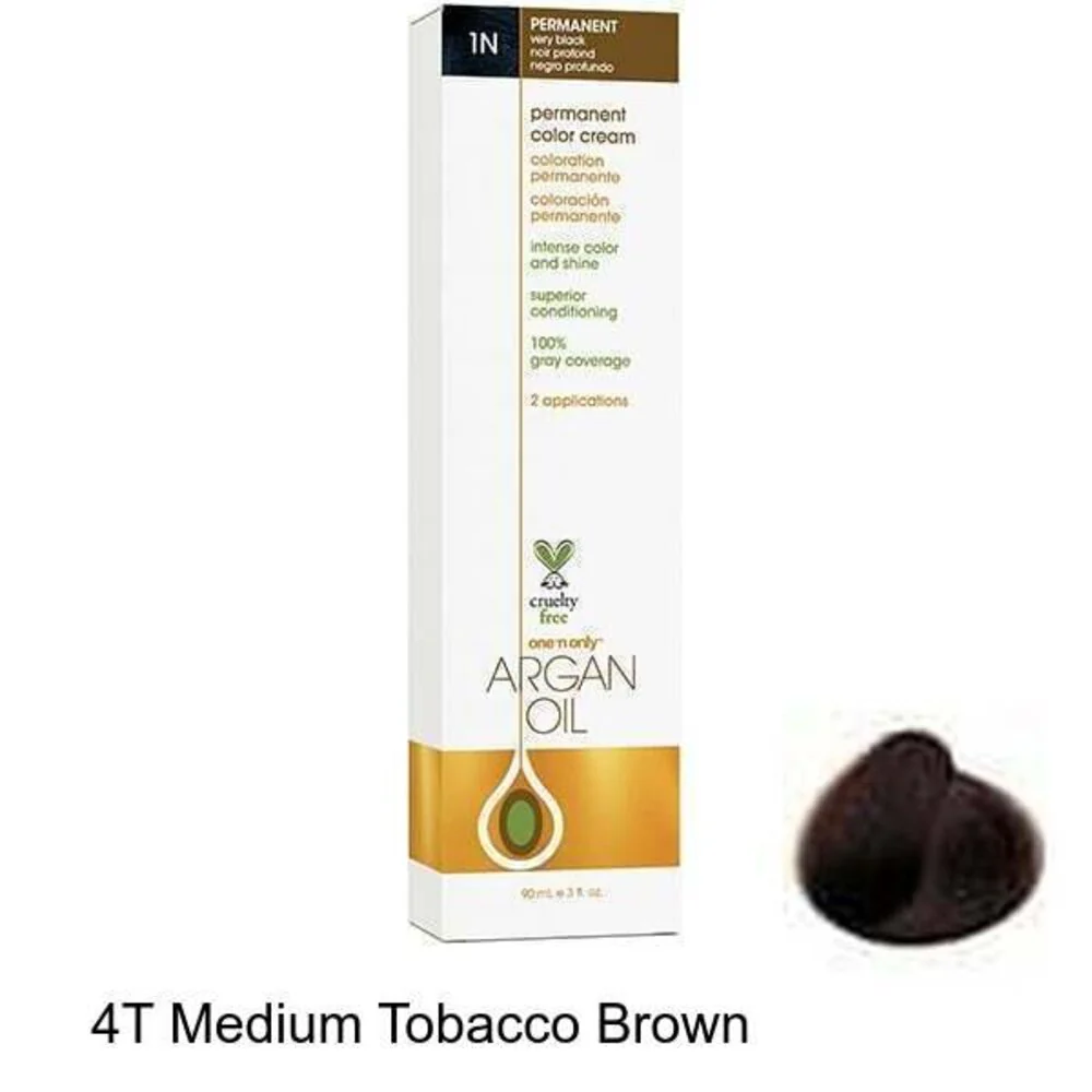 One 'N Only Argan Oil Permanent Cream Color - 4T Medium Tobacco Brown / 3 oz.
