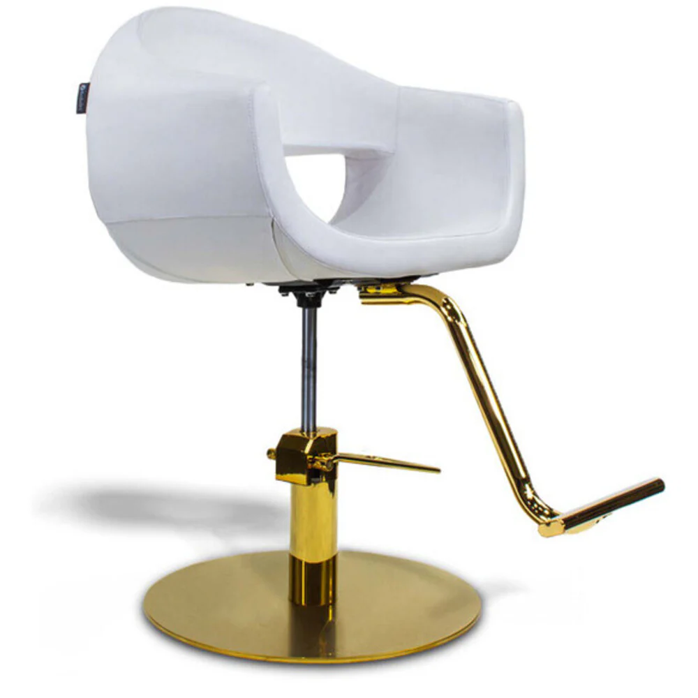 Ophelia Chic Styling Chair / White with Polished Gold Base by HANS Equipment - Image 2
