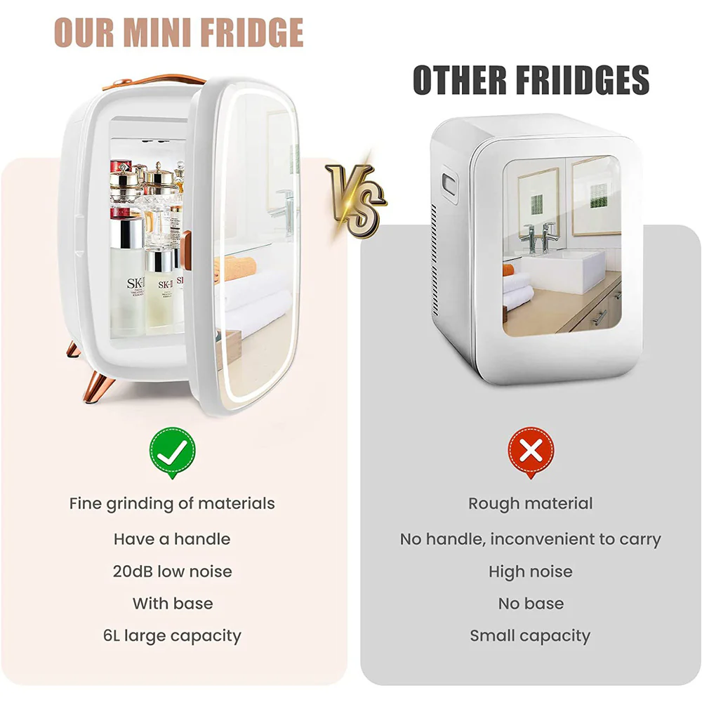 Portable Beauty Fridge with LED Lighting and Mirrored Door - Image 5