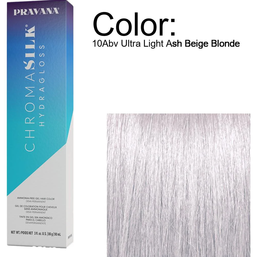 PRAVANA ChromaSilk Hydragloss Demi-Permanent Creme Hair Color - 10Abv Ultra Light Ash Beige Blonde / 3 oz.