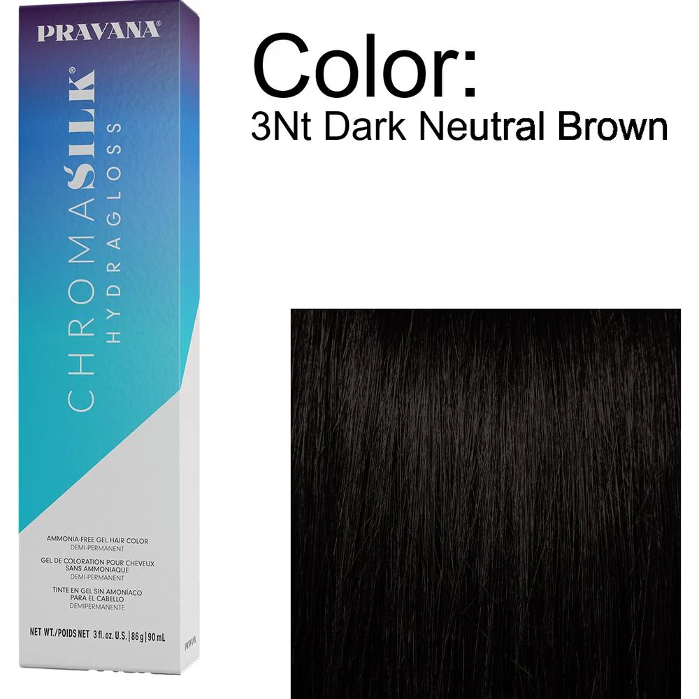 PRAVANA ChromaSilk Hydragloss Demi-Permanent Creme Hair Color - 3Nt Dark Neutral Brown / 3 oz.