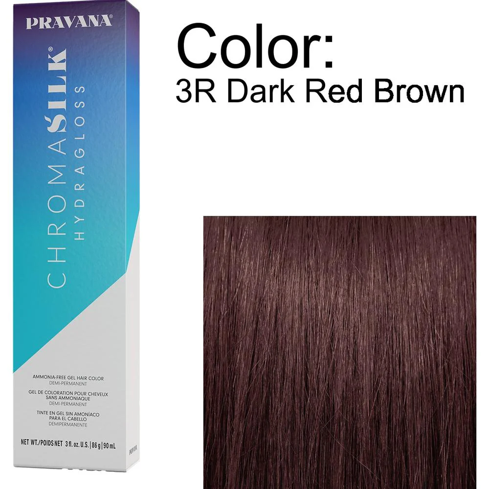 PRAVANA ChromaSilk Hydragloss Demi-Permanent Creme Hair Color - 3R Dark Red Brown / 3 oz.
