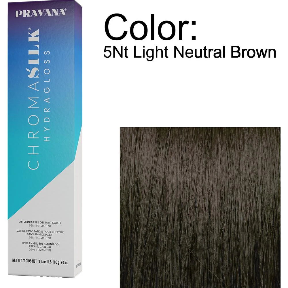 PRAVANA ChromaSilk Hydragloss Demi-Permanent Creme Hair Color - 5Nt Light Neutral Brown / 3 oz.