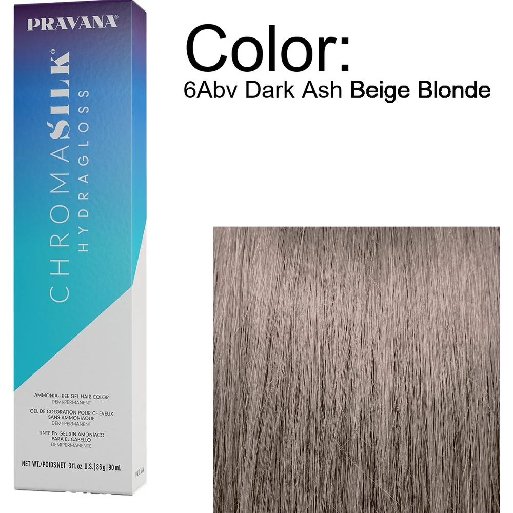 PRAVANA ChromaSilk Hydragloss Demi-Permanent Creme Hair Color - 6Abv Dark Ash Beige Blonde / 3 oz.