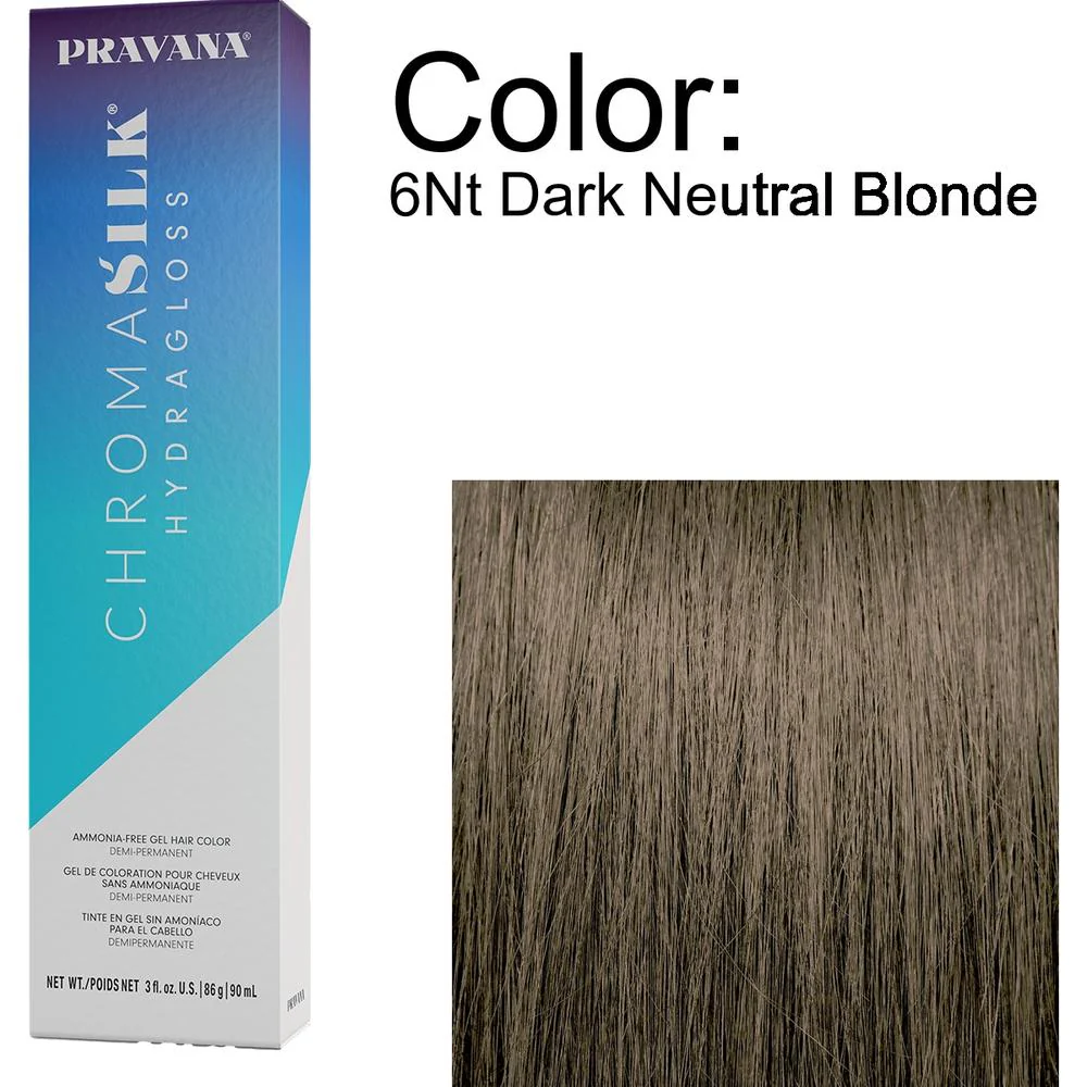 PRAVANA ChromaSilk Hydragloss Demi-Permanent Creme Hair Color - 6Nt Dark Neutral Blonde / 3 oz.