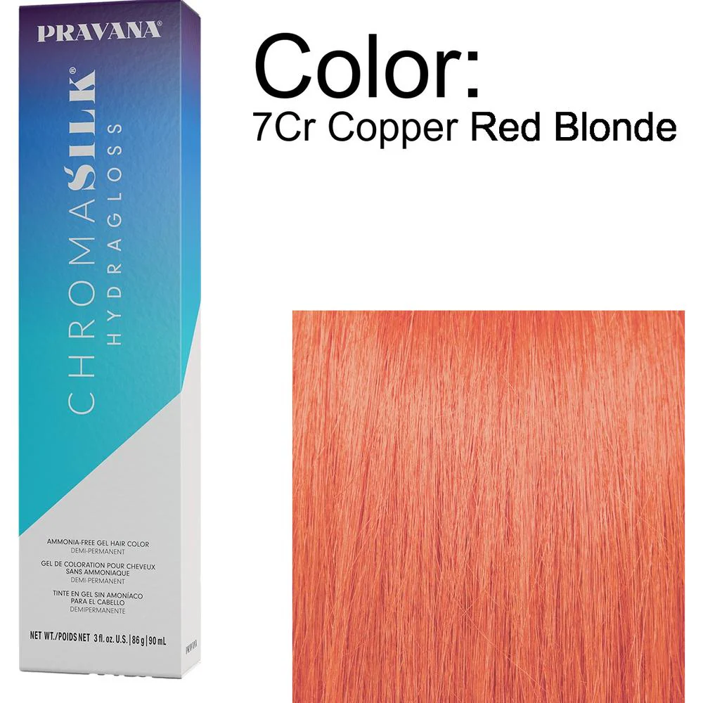 PRAVANA ChromaSilk Hydragloss Demi-Permanent Creme Hair Color - 7Cr Copper Red Blonde / 3 oz.