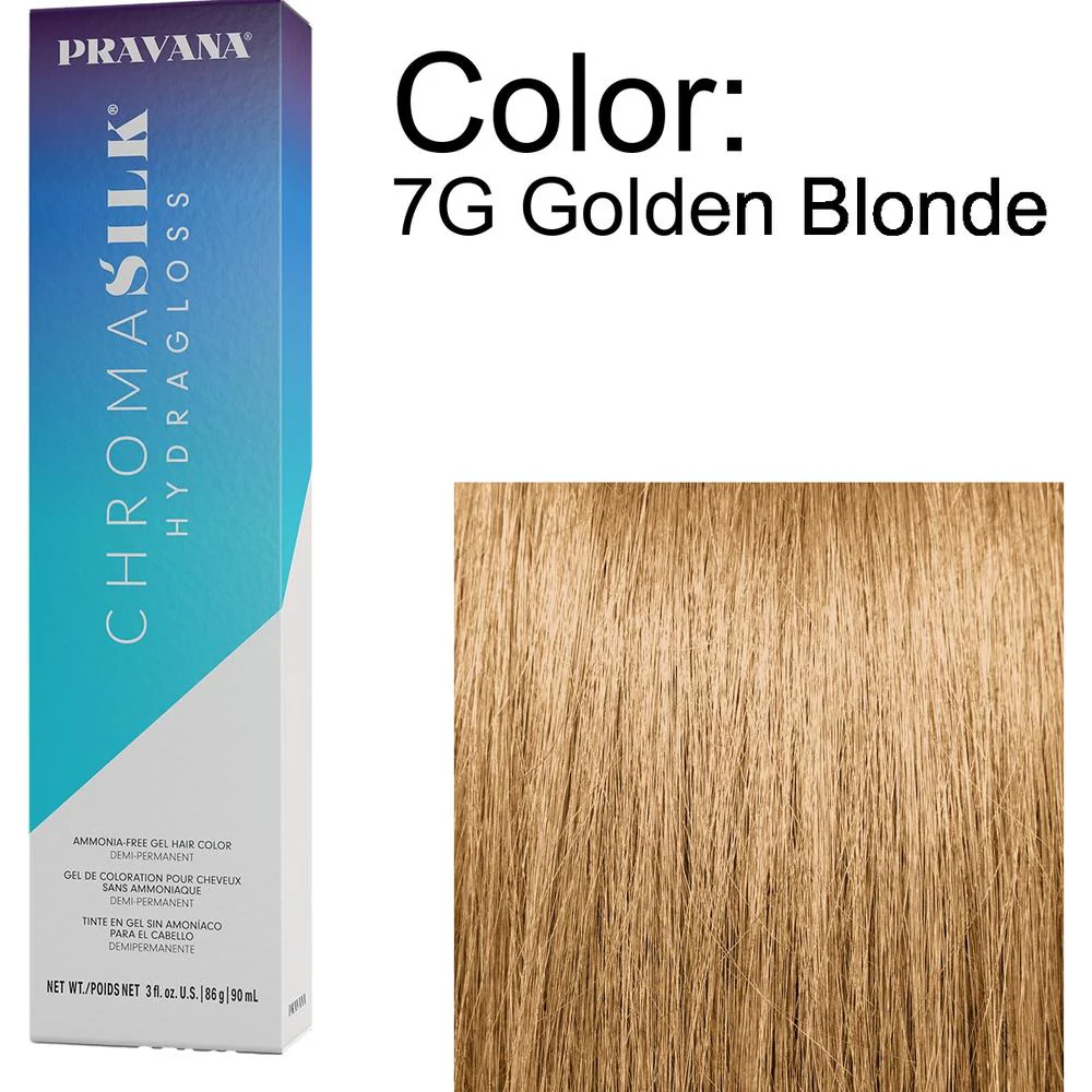 PRAVANA ChromaSilk Hydragloss Demi-Permanent Creme Hair Color - 7G Golden Blonde / 3 oz.