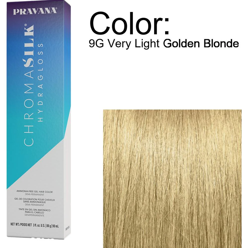 PRAVANA ChromaSilk Hydragloss Demi-Permanent Creme Hair Color - 9G Very Light Golden Blonde / 3 oz.