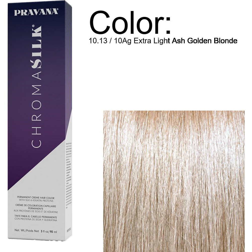 PRAVANA ChromaSilk Permanent Creme Hair Color - 10.13 / 10Ag Extra Light Ash Golden Blonde / 3 oz.