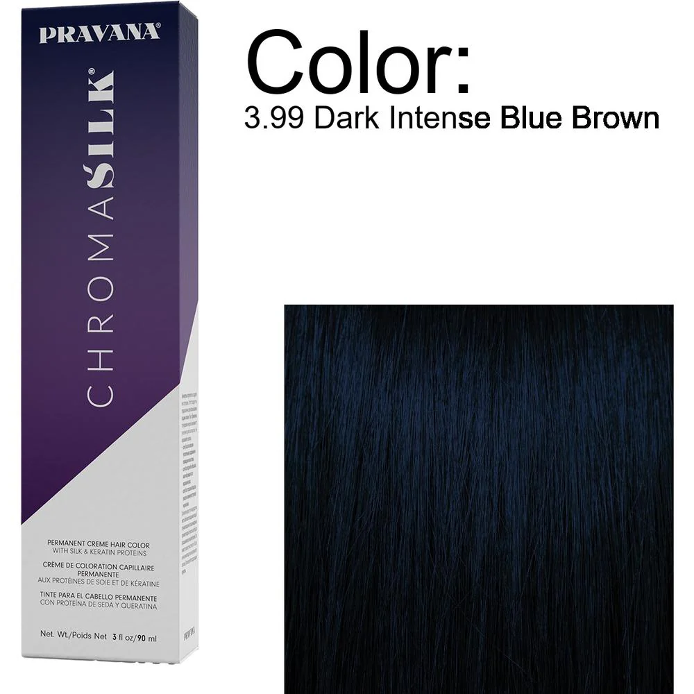 PRAVANA ChromaSilk Permanent Creme Hair Color - 3.99 Dark Intense Blue Brown / 3 oz.