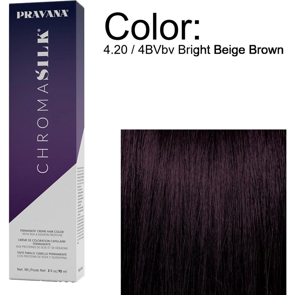 PRAVANA ChromaSilk Permanent Creme Hair Color - 4.20 / 4BVbv Bright Beige Brown / 3 oz.