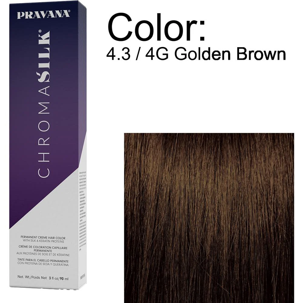 PRAVANA ChromaSilk Permanent Creme Hair Color - 4.3 / 4G Golden Brown / 3 oz.