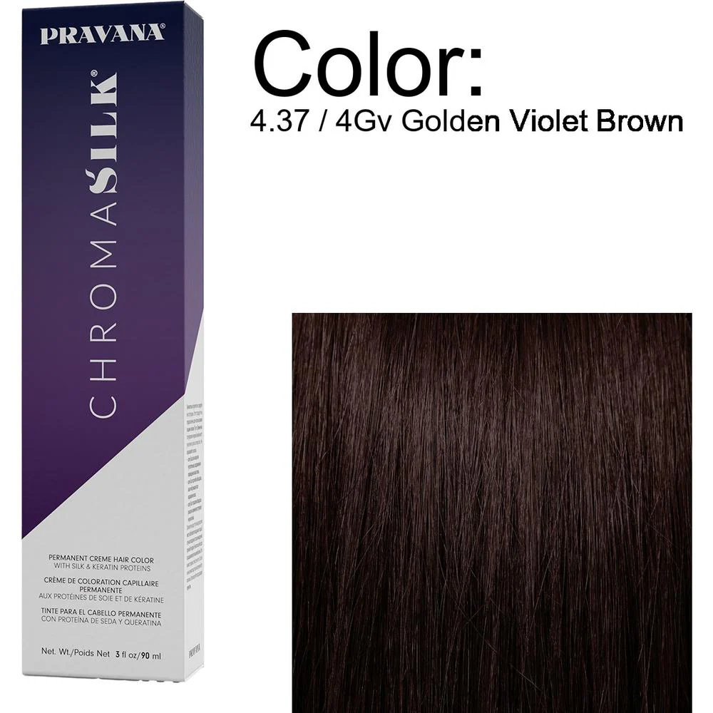 PRAVANA ChromaSilk Permanent Creme Hair Color - 4.37 / 4Gv Golden Violet Brown / 3 oz.