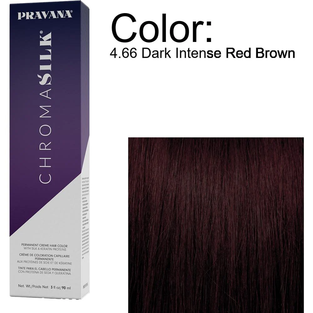PRAVANA ChromaSilk Permanent Creme Hair Color - 4.66 Dark Intense Red Brown / 3 oz.