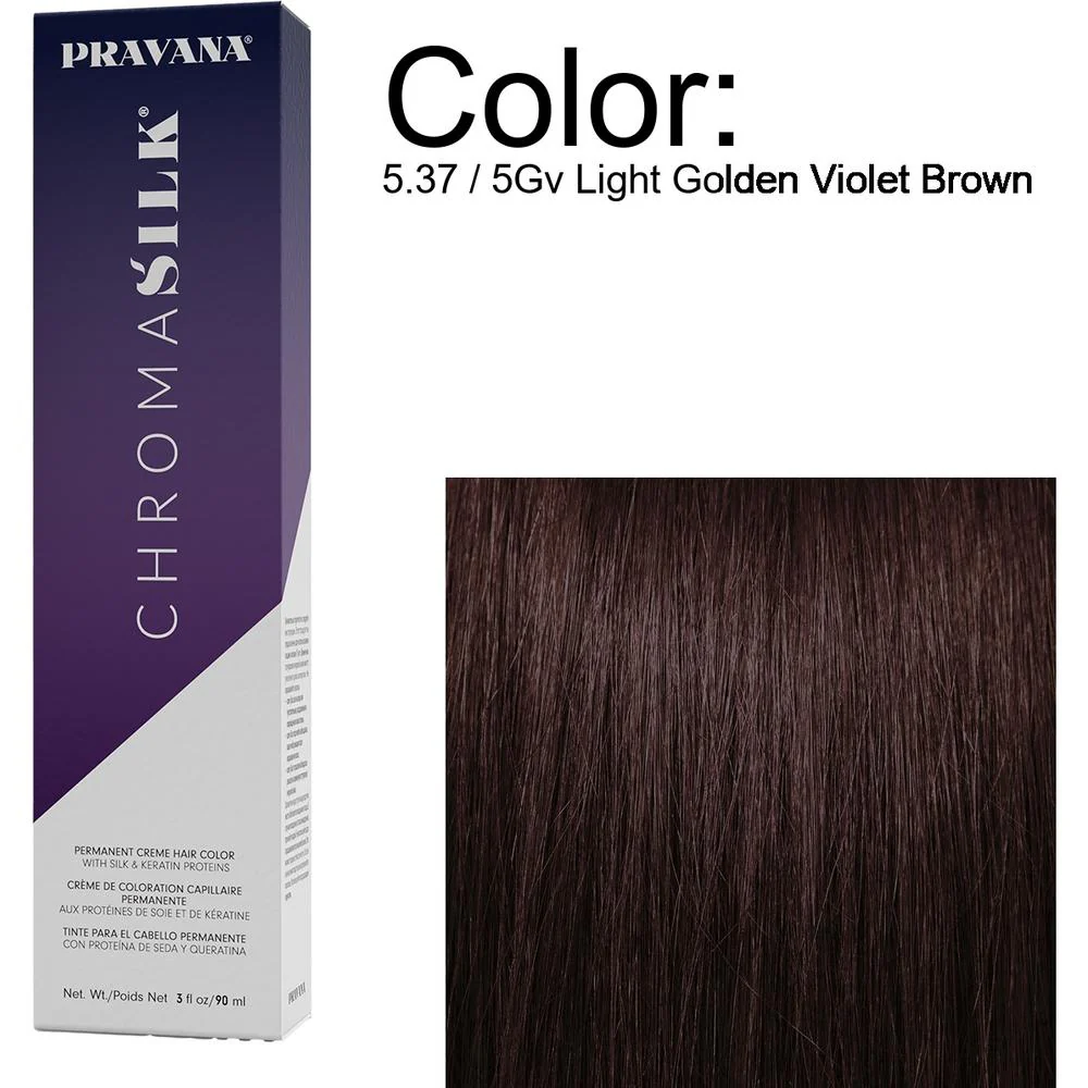 PRAVANA ChromaSilk Permanent Creme Hair Color - 5.37 / 5Gv Light Golden Violet Brown / 3 oz.