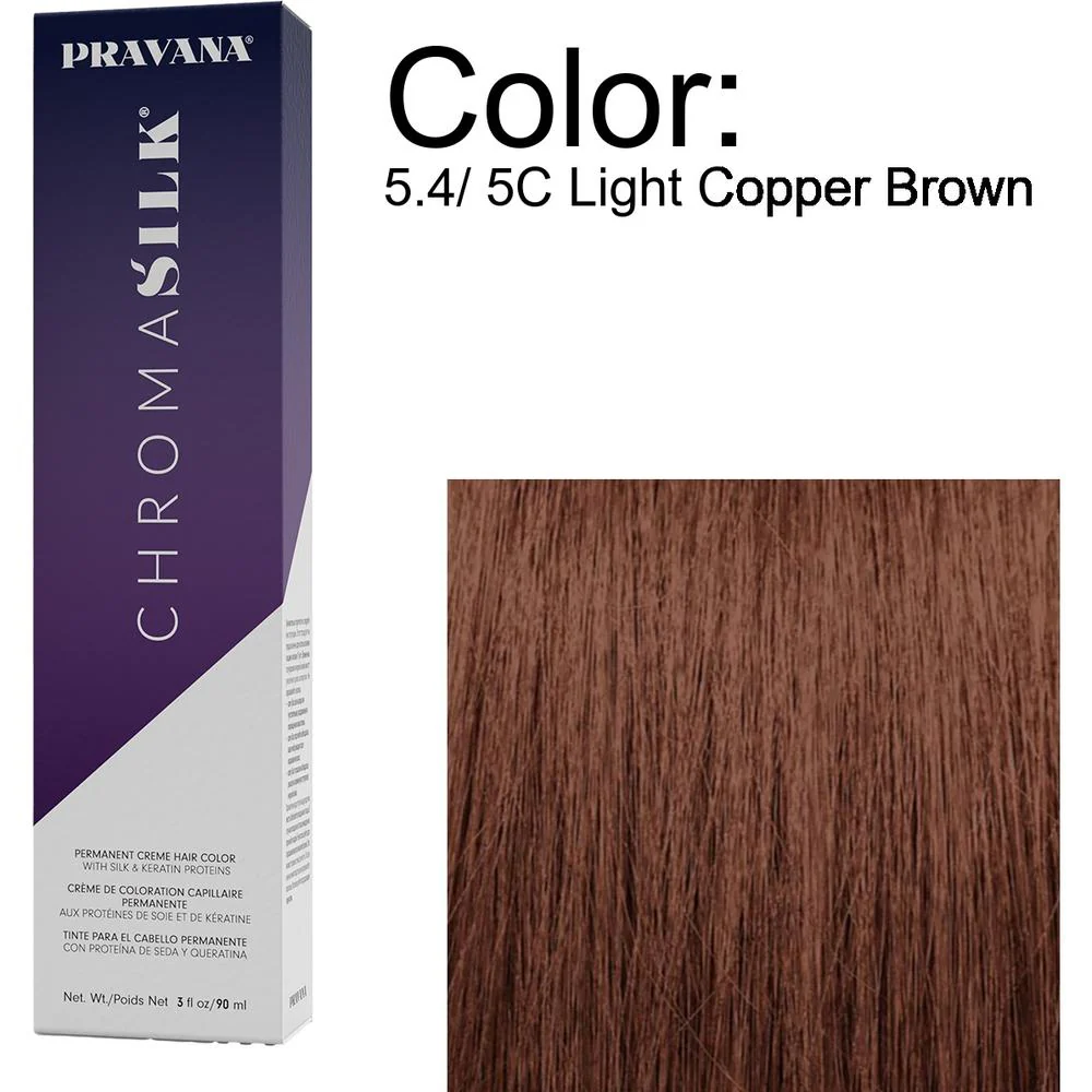 PRAVANA ChromaSilk Permanent Creme Hair Color - 5.4/ 5C Light Copper Brown / 3 oz.