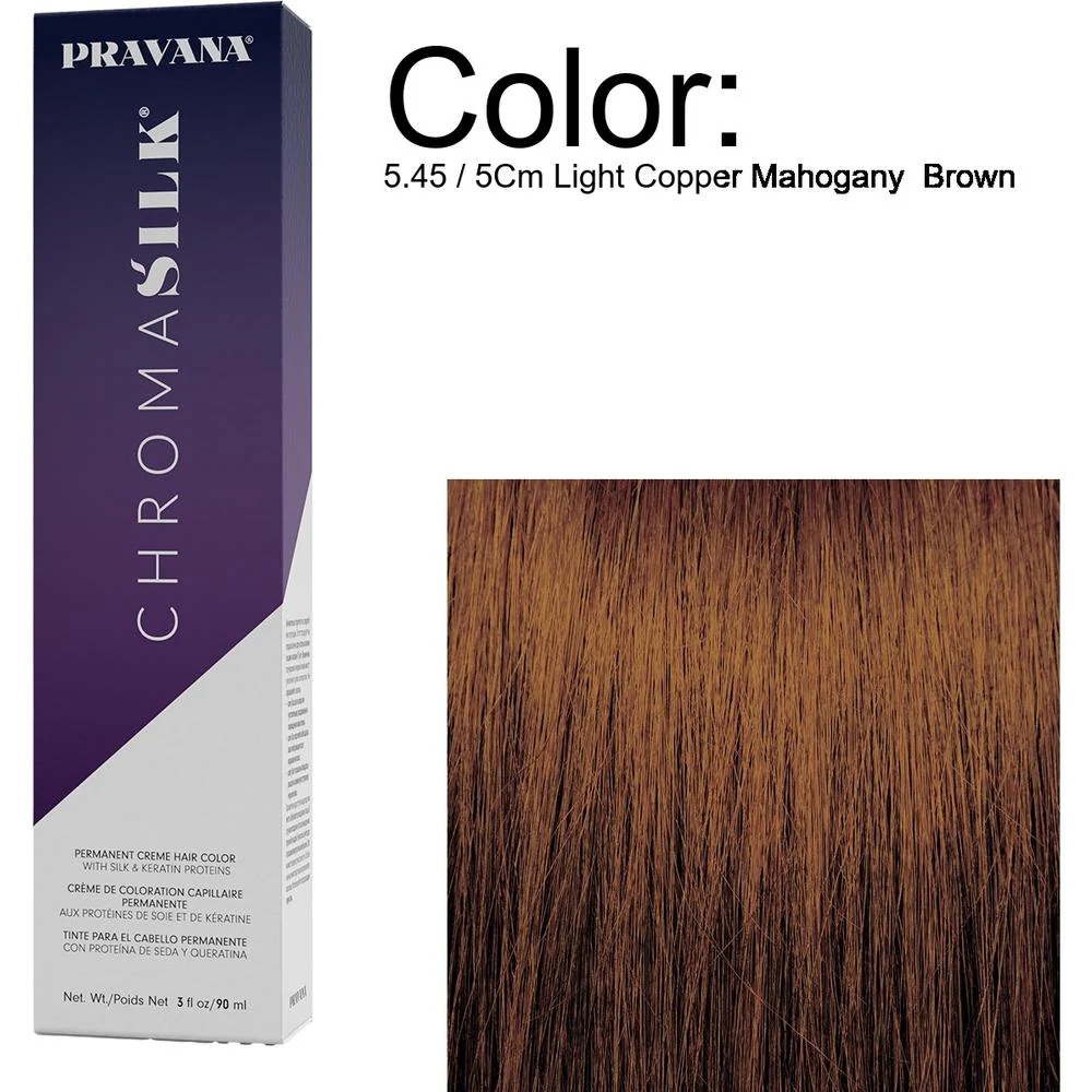 PRAVANA ChromaSilk Permanent Creme Hair Color - 5.45 / 5Cm Light Copper Mahogany  Brown / 3 oz.