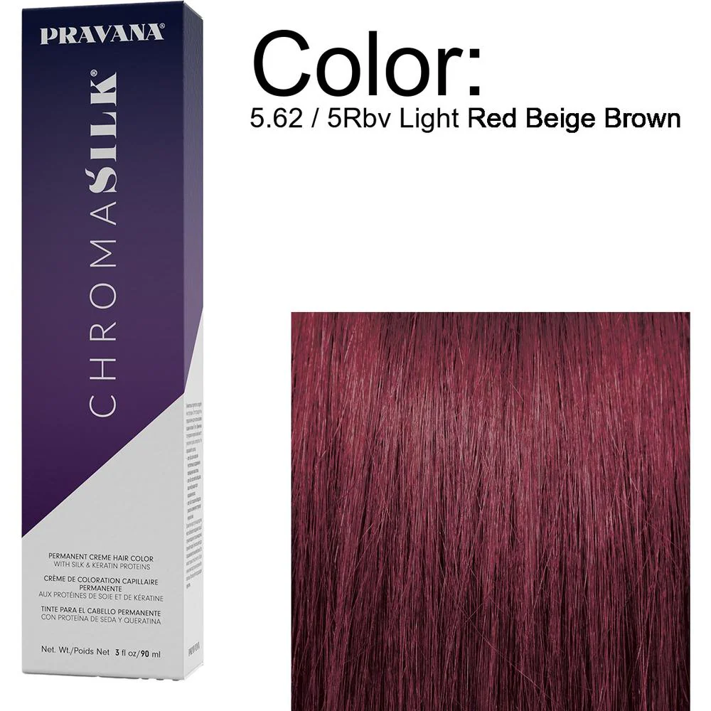 PRAVANA ChromaSilk Permanent Creme Hair Color - 5.62 / 5Rbv Light Red Beige Brown / 3 oz.