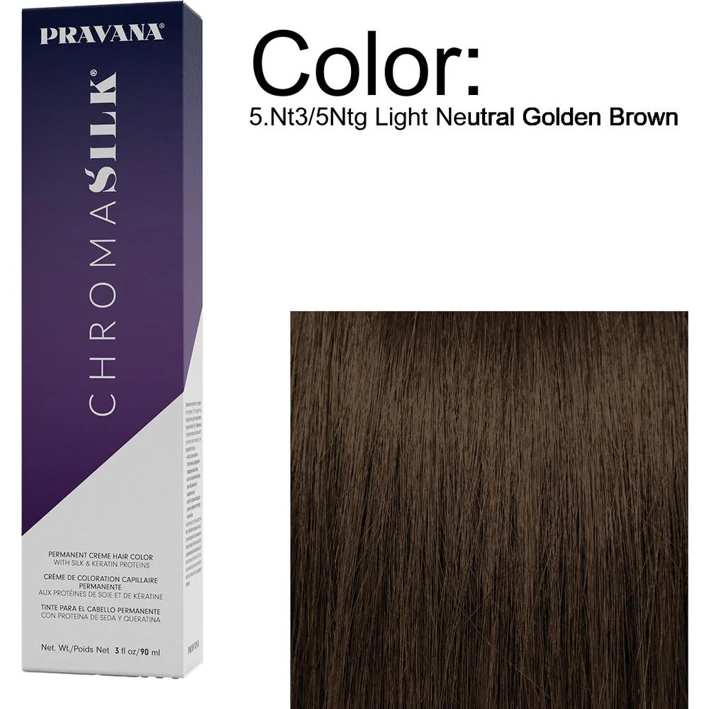 PRAVANA ChromaSilk Permanent Creme Hair Color - 5.Nt3/5Ntg Light Neutral Golden Brown / 3 oz.