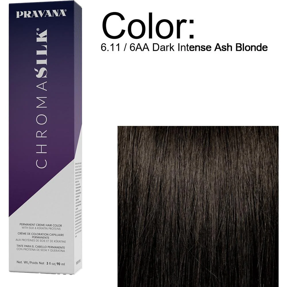 PRAVANA ChromaSilk Permanent Creme Hair Color - 6.11 / 6AA Dark Intense Ash Blonde / 3 oz.
