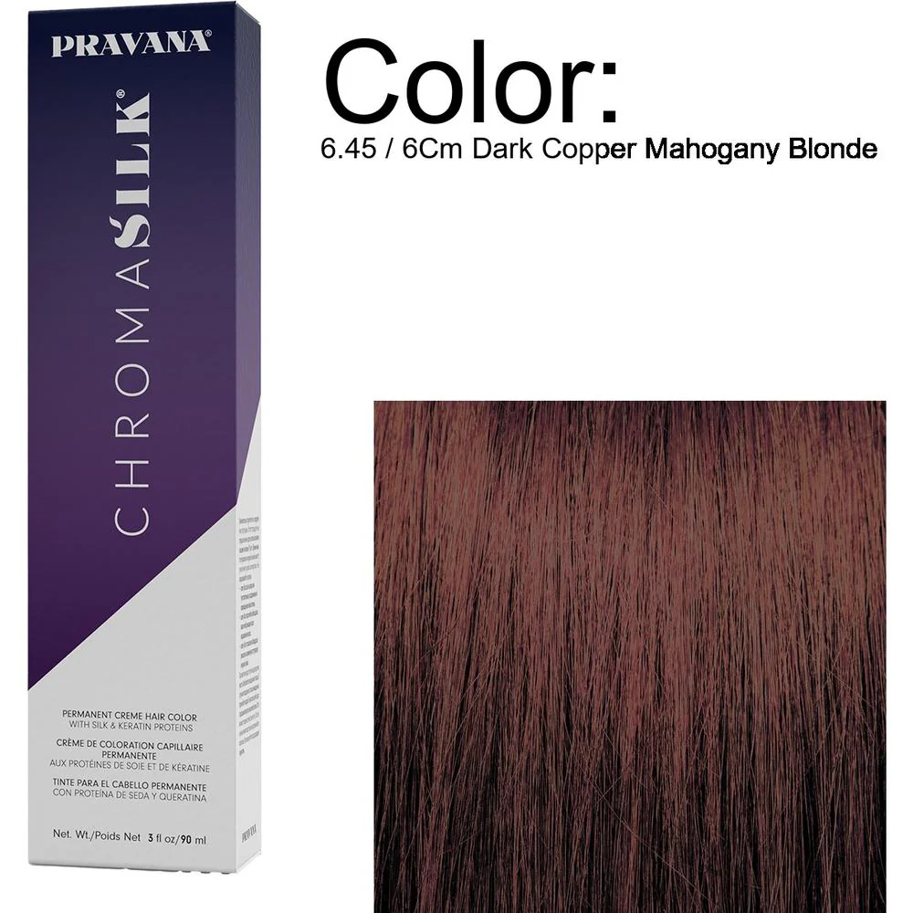 PRAVANA ChromaSilk Permanent Creme Hair Color - 6.45 / 6Cm Dark Copper Mahogany Blonde / 3 oz.
