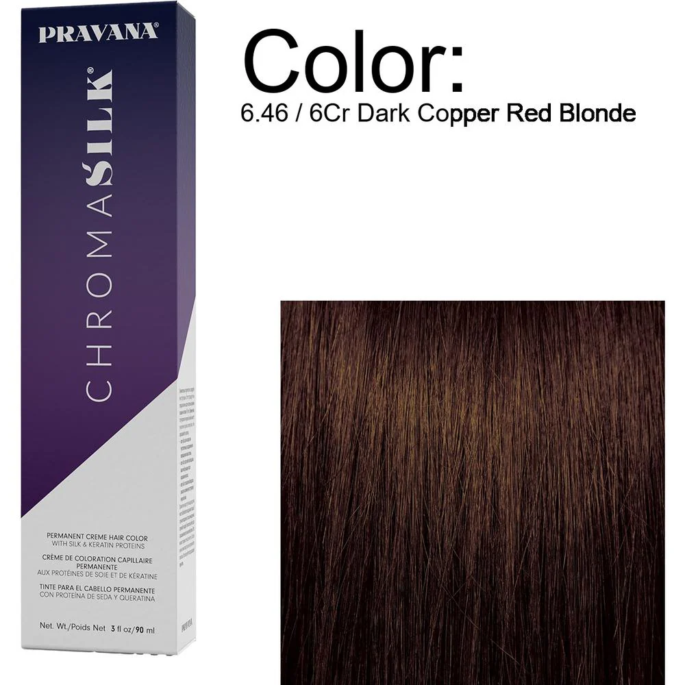 PRAVANA ChromaSilk Permanent Creme Hair Color - 6.46 / 6Cr Dark Copper Red Blonde / 3 oz.