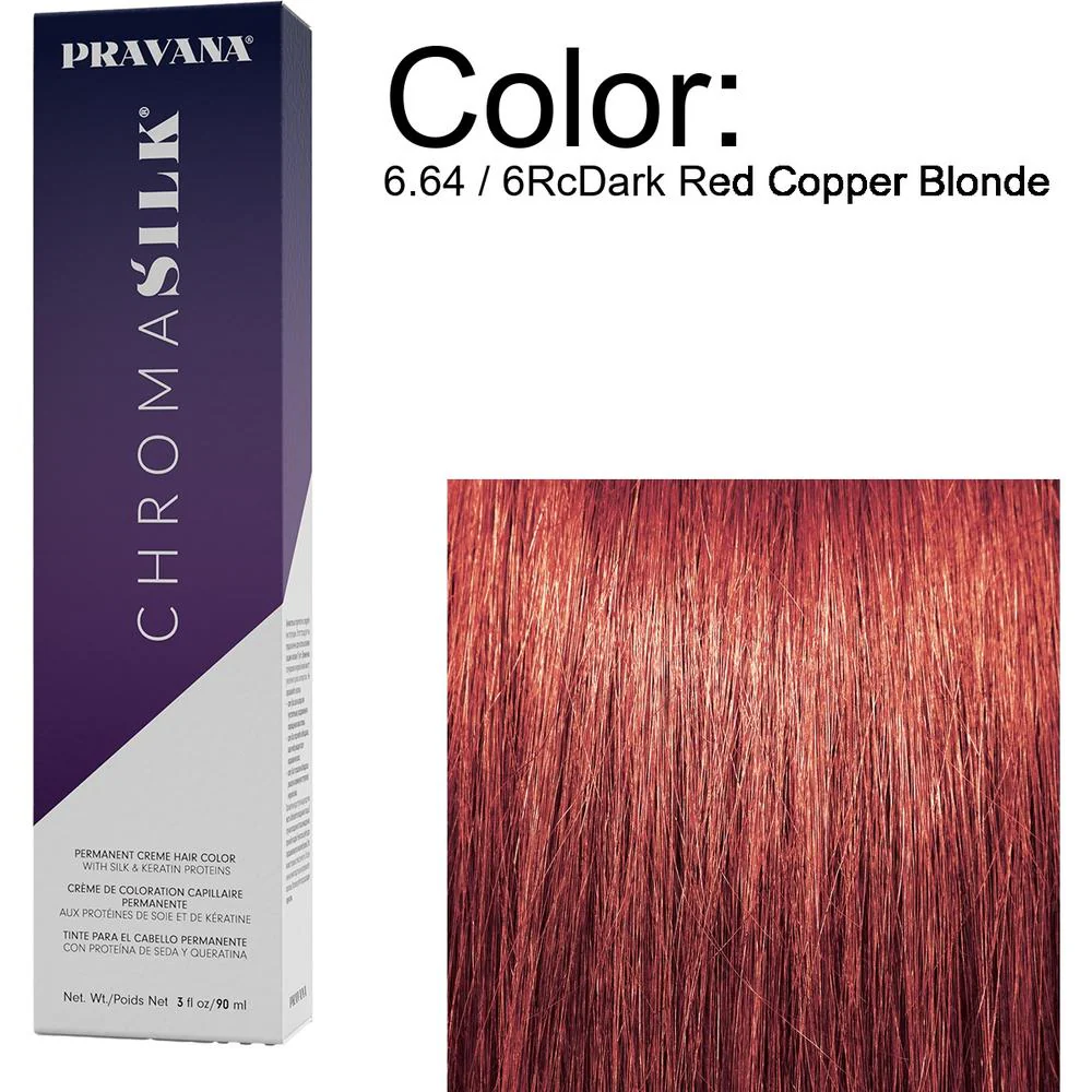 PRAVANA ChromaSilk Permanent Creme Hair Color - 6.64 / 6Rc Dark Red Copper Blonde / 3 oz.