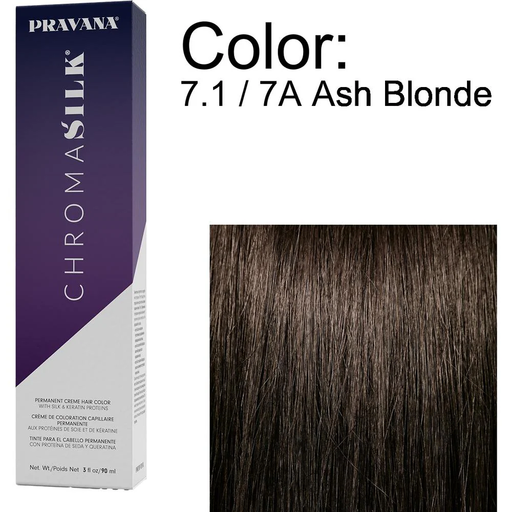 PRAVANA ChromaSilk Permanent Creme Hair Color - 7.1 / 7A Ash Blonde / 3 oz.