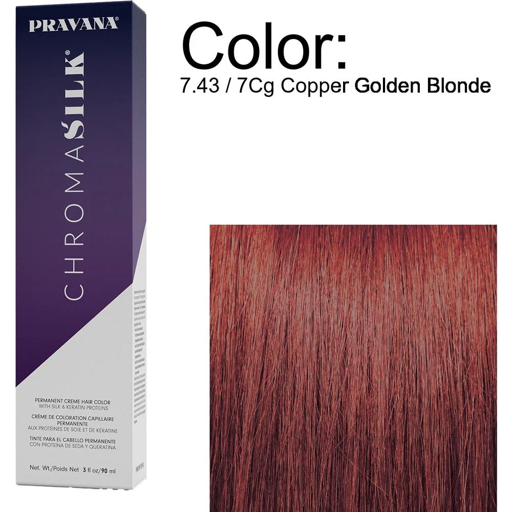 PRAVANA ChromaSilk Permanent Creme Hair Color - 7.43 / 7Cg Copper Golden Blonde / 3 oz.