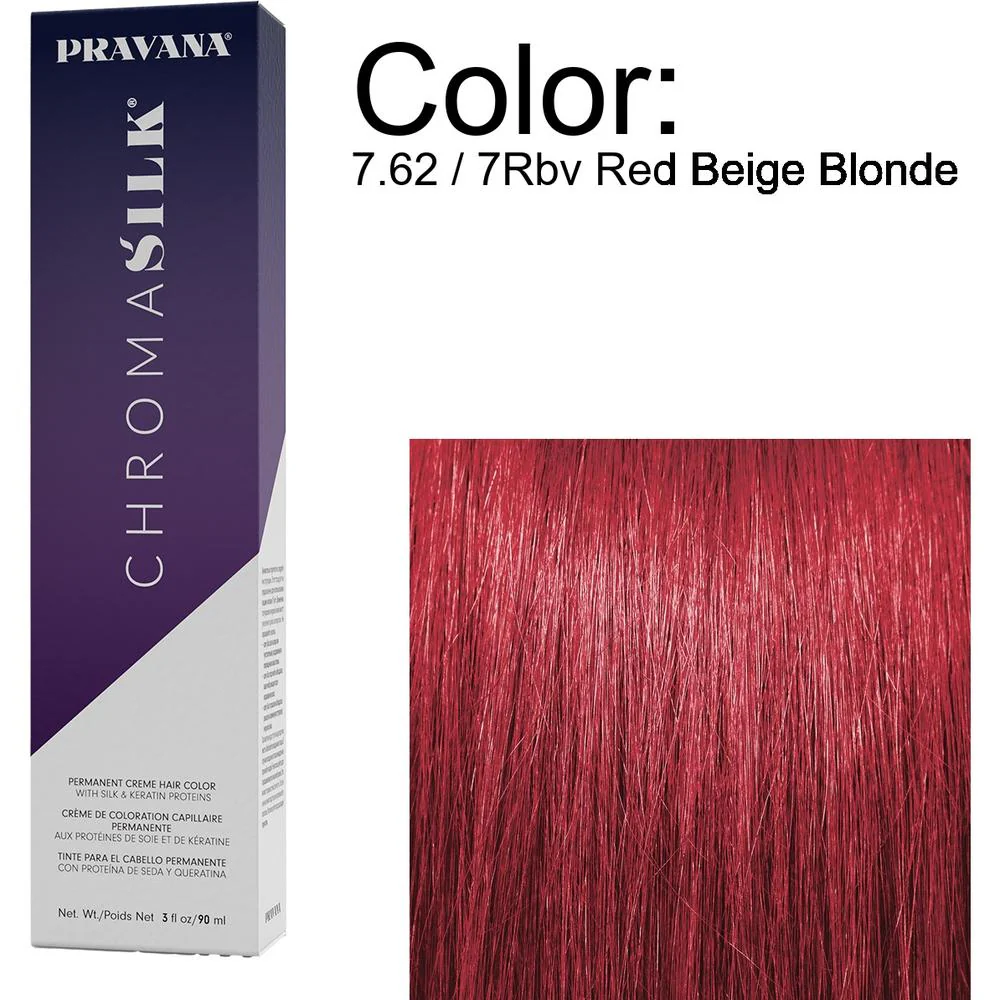 PRAVANA ChromaSilk Permanent Creme Hair Color - 7.62 / 7Rbv Red Beige Blonde / 3 oz.