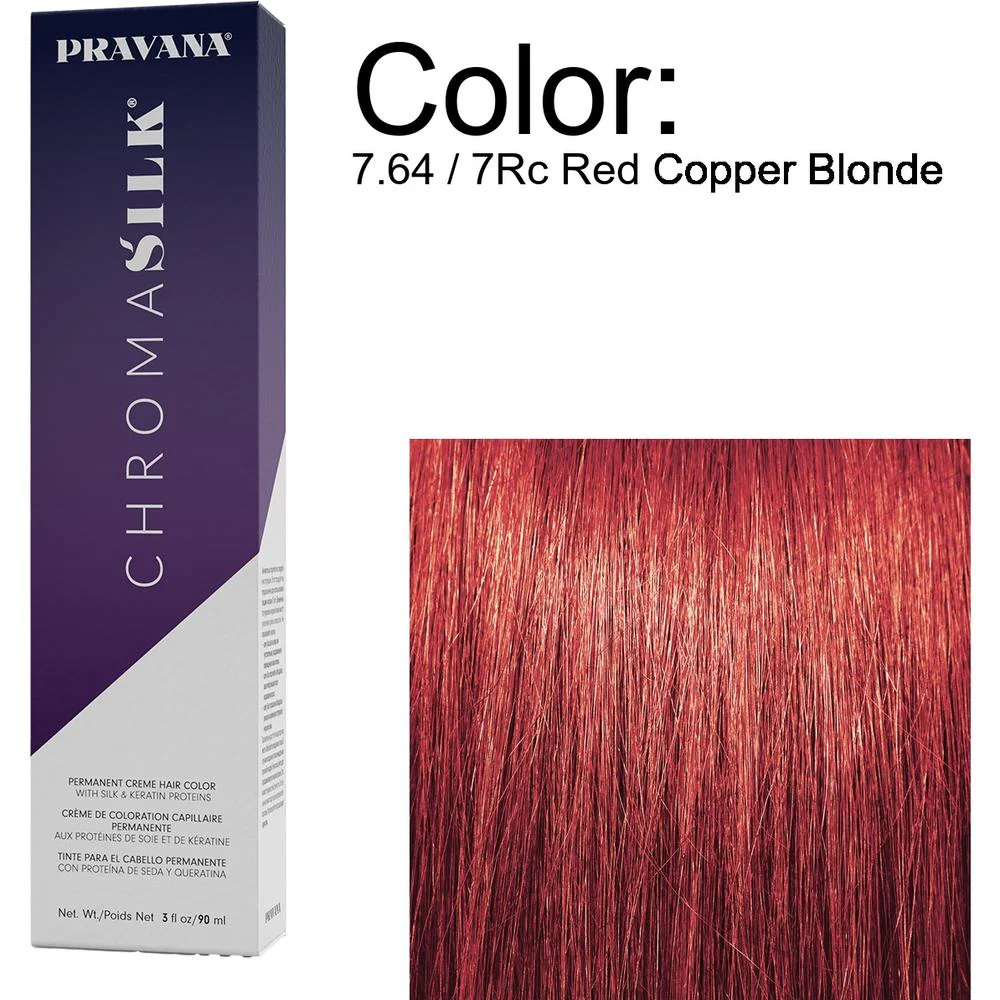 PRAVANA ChromaSilk Permanent Creme Hair Color - 7.64 / 7Rc Red Copper Blonde / 3 oz.