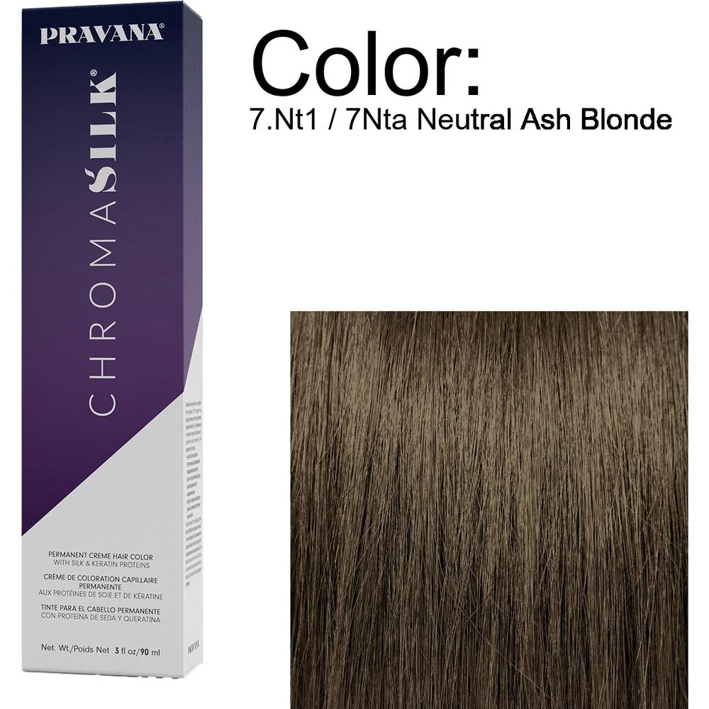 PRAVANA ChromaSilk Permanent Creme Hair Color - 7.Nt1 / 7Nta Neutral Ash Blonde / 3 oz.